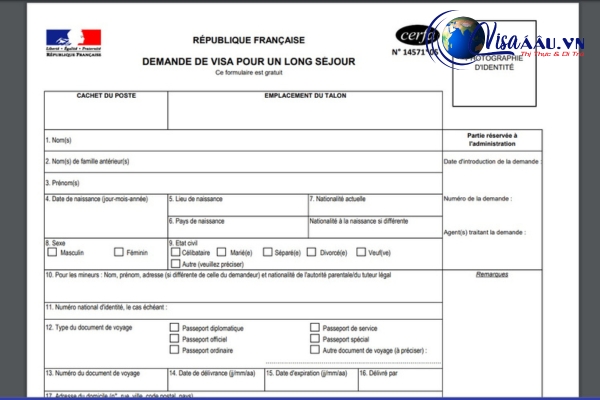 Chuẩn bị tờ khai thị thực để xin visa du học dài hạn Pháp
