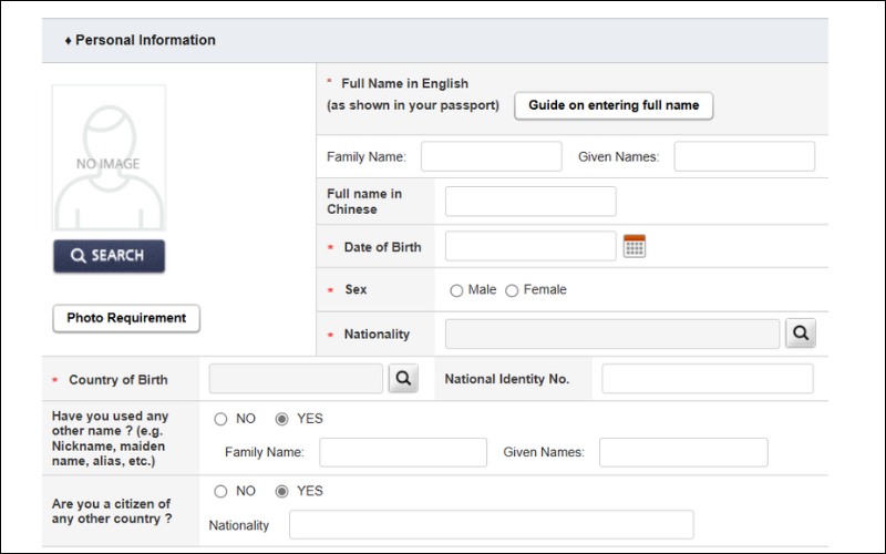 Điền các thông tin cá nhân