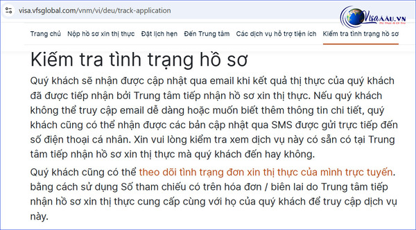 Chọn “Track Your Application” để kiểm tra tình trạng