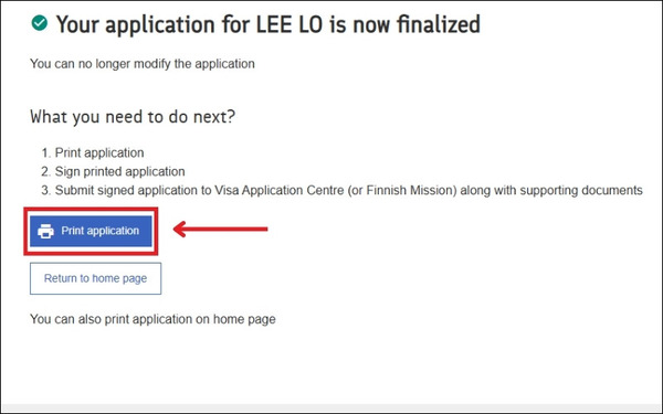 In đơn xin visa Phần Lan