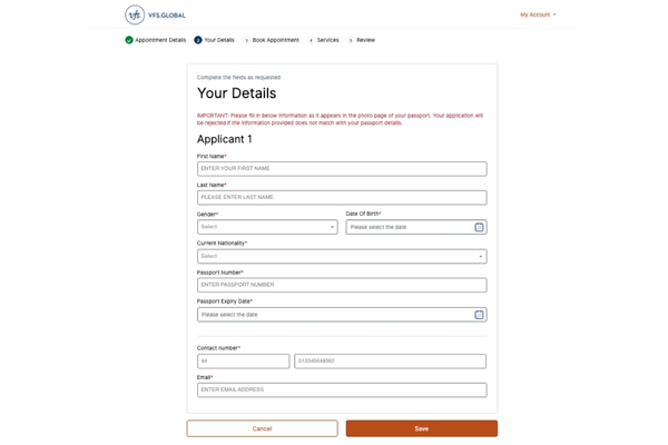 Điền đầy đủ thông tin cá nhân
