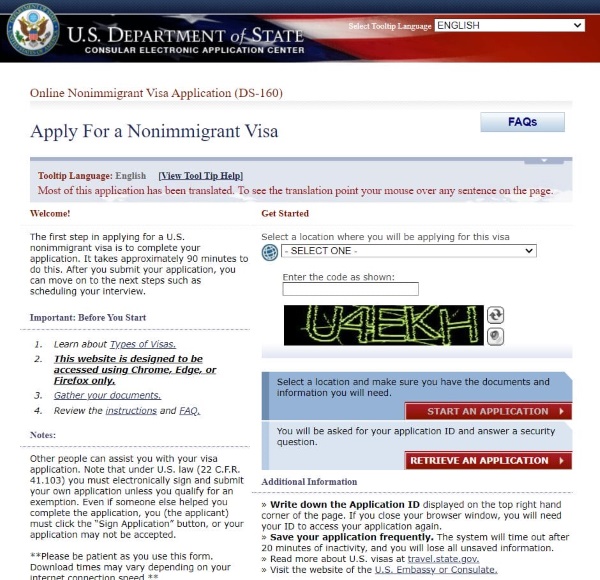 Hoàn thành mẫu đơn DS-160 để đăng ký visa không định cư