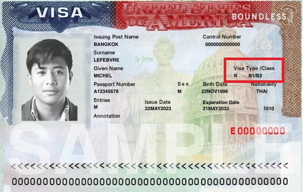 Visa cũ phải thuộc diện B-1, B-2 hoặc B1/B2